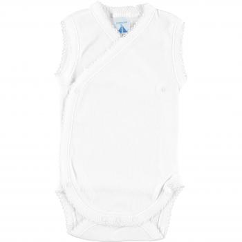 Babidu Body Tirante Cruzado Canale 1X1, Ropa de Bautizo para Bebés, Blanco, 0 M
