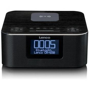 Lenco CR-650BK - Reloj Radio DAB+/FM con Bluetooth, Carga Inalámbrica y Pantalla LCD, Negro