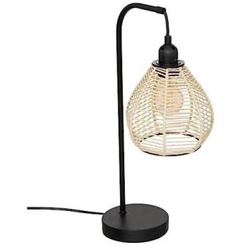 Lámpara de Mesa Delia en Metal y Cuerda - Negro y Beige - H 47,5 cm x L 24 cm x P 16 cm
