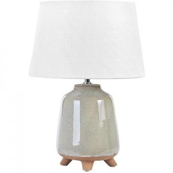 Lámpara de mesa de cerámica gris 46 cm con pantalla cónica blanca hecha a mano Fajardo