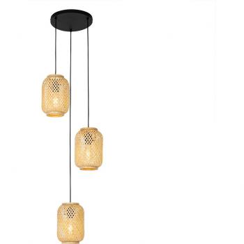 Lámpara colgante oriental de bambú 3 luces Yvonne