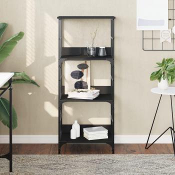 Estantería de madera multicapa negra 50x33x117,5 cm