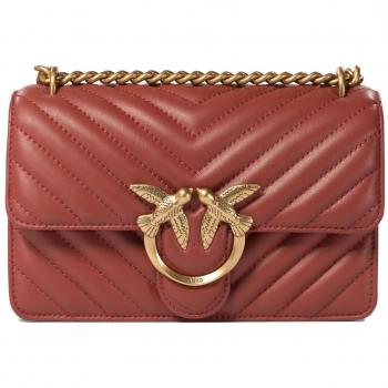 Pinko Women's Love One Mini Crossbody Bag in Bordeaux, Size: ONE SIZE, Color: Red, Type: Mini Bag, Characteristics: Chevron Quilted Design