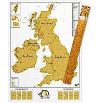Luckies of London Scratch Map UK & Ireland Edition Póster de Mapa Geográfico Personalizado, Papel, Blanco, 0.1x62x43.5 cm