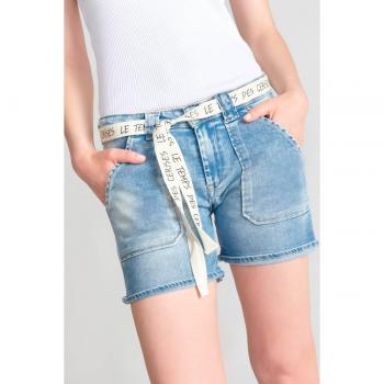 Le Temps des Cerises Bloom Women's Denim Shorts with Stylish Tie Belt