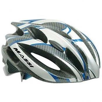 Massi Comp Carbon - Casco para Bicicleta Unisex, Color Plateado/Azul