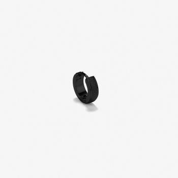 Pendientes de hombre Radiant P.perez de acero negro con acabado en negro, diseño de aro