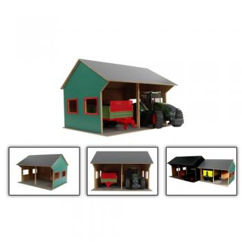 Kids Globe Cobertizo de Granja para Tractores 1:16 con dimensiones 44x53x37 cm, incluye espacio para 2 tractores en caja