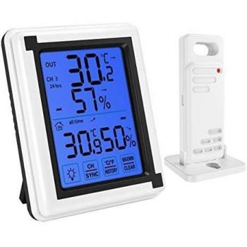 Estación Meteorológica Interior y Exterior con Sensor Inalámbrico al Aire Libre con Sensor Remoto para Hogar Ambiente Medición de Humedad y Temperatura