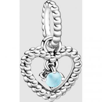 Charm colgante Pandora Corazón esferas de plata y topacio azul claro