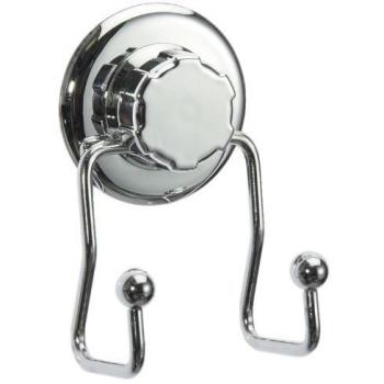 Rangement et Cie Gancho doble para colgar en la pared, Gama Bestlock Chrome, Fijación mediante ventosa, Fabricados en acero, Color cromado, Tamaño: 7.1 x 5.5 X 13.5 cm, Soporta hasta 6 kg, RAN4706