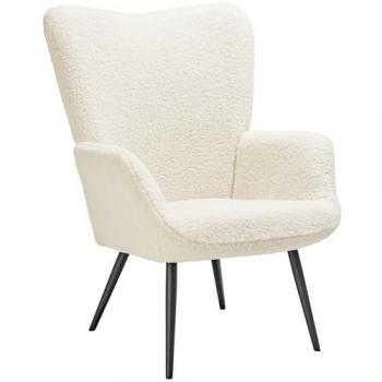 Sillón Hygge orejero de estilo escandinavo, butaca de salón tapizada en tejido bouclé y corderoy fino y ancho, sillón de lectura con respaldo ergonómico, ideal como mueble de salón, topes