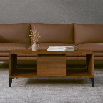 Mesa de comedor y centro en madera contrachapada marrón roble 90x50x36,5 cm en multicapa