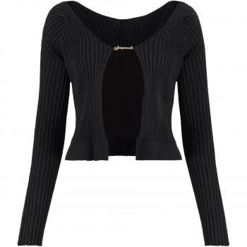 Jacquemus Women's Black Long Sleeve Logo Blouse Size M