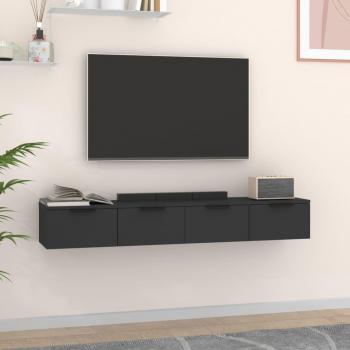 Armarios de pared 2 uds madera contrachapada negro 68x30x20 cm