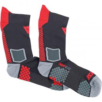 Dainese-D-CORE MID calcetín, Negro/Rojo, Talla M
