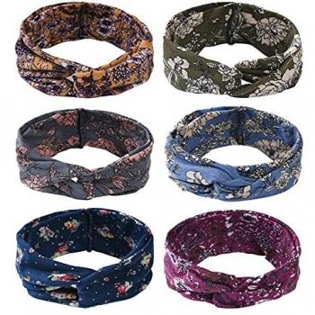 URAQT Diadema Mujer, 6PCS Turbantes para Mujer, Diadema para el Cabello, Diadema para Mujer con Nudos, ancho de 3.0 Pulgadas, Bandana de Yoga, Banda para el Sudor, Multicolor