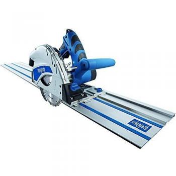 SCHEPPACH PL55 Sierra Circular de Inmersión con Carril Guía de Aluminio e inclinación de hasta 45º, 5500 rpm y 1200W de Potencia, Azul