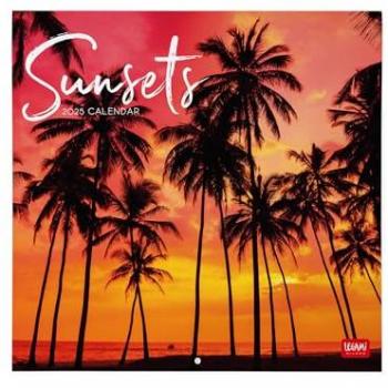Calendario de pared 2025 Sunsets Legami multilingüe, grande 30 x 29 cm, incluye 12 meses, planificador anual, espacio para notas, en 6 idiomas, con signos del zodiaco y fiestas internacionales