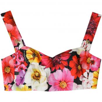 Dolce & Gabbana Exquisite Floral Bustier Crop Top - IT36|XXS, Sleeveless, Female, Multicolor, Size: 3XS