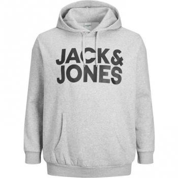 Jack & Jones Plus Size Corp Logo Hoodie Light Grey