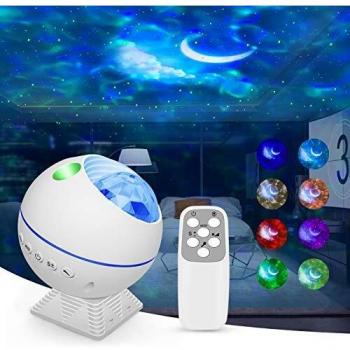 Panamalar Proyector Estrellas, LED Proyector de Cielo Estrellado Luz Nocturna con 44 Modos de Luz/Control Remoto/Control de Sonido,Proyector de Luz Estelar Galaxia para Dormitorio Niños Fiesta
