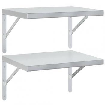 Estantes de pared 2 uds acero inoxidable plateado 50x40 cm