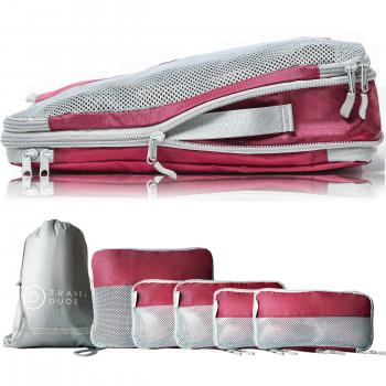 TRAVEL DUDE Organizador de Maletas con Bolsas de Compresión para Equipaje | De Botellas de Plástico Recicladas | Bolsas Organizadoras Maleta | Easy Travel | Ultra liviano