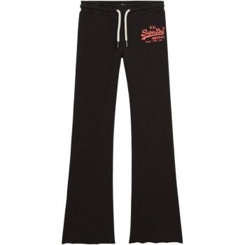 Superdry Women's Neon Low Rise Flared Jogger Pants, Vintage Logo, Bison Black