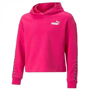 Sudadera con Capucha Puma Power Tape para niñas en color rosa, felpa suave, diseño moderno, cinta de marca en las mangas, ajuste cómodo y estilo casual