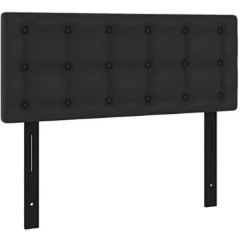 Cabecero de cuero sintético negro 100x5x78/88 cm