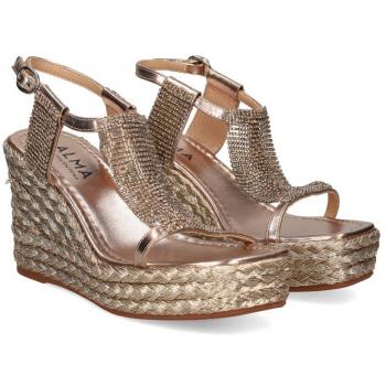Sandalias de cuña en color bronce para mujer