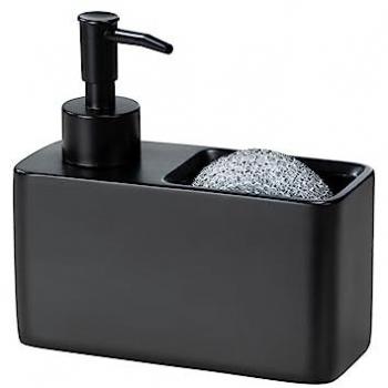 Dispensador de líquido para lavar platos con soporte para esponja Resa - Negro - 150 ml