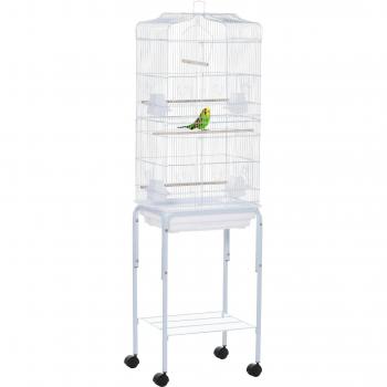 PawHut Jaula para Pájaros con Soporte 46,5x36x157 cm - Blanco