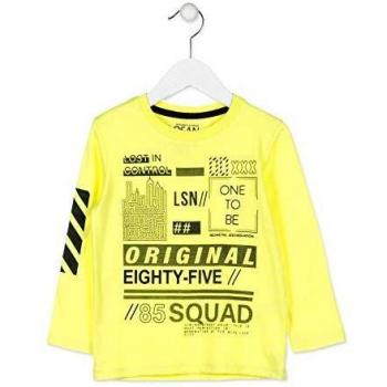 losan Camiseta Maga Larga niño de Color Amarillo con Estampado en la Manga