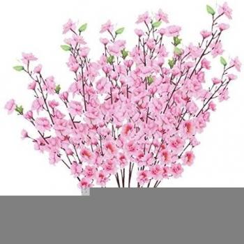 10pcs Flores Artificiales Flores de Durazno de Color Rosa