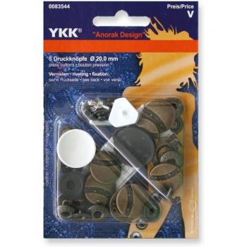 YKK 83544 no Sew-pulsador Anorak 20,0 mm latón diseño luna, 8 pcs***POR FAVOR TEN EN CUENTA DESCRIPCIÓN DEL PRODUCTO***
