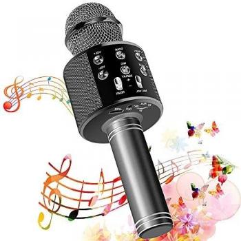 Suntop Micrófono Karaoke Bluetooth, Micrófono Inalámbrico Bluetooth, Bluetooth Altavoz, Micrófono Karaoke Portátil para KTV, Micrófono Wireless Bluetooth Compatibile con PC/iPad/iPhone