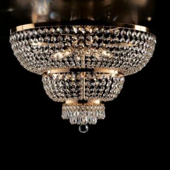 Plafón Clásico Mozart 8 Luces de Oro E14 con Strass