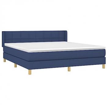 Cama Box Spring con Colchón de Tela Azul 160x200 cm