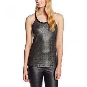 Only onlFREYA SL SEQUINS SHINY TOP ESS-Camiseta de tirantes Mujer,    Noir