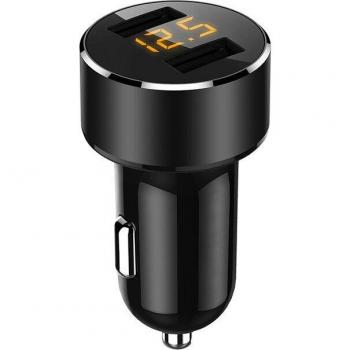Cargador Rápido Doble USB 18W con LED y Control de Voltaje para Coche - Compatible con Xiaomi Redmi Note 8 Pro, iPhone 11, X, XS