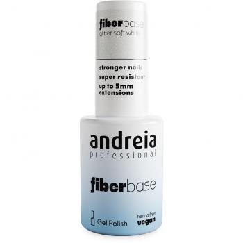Andreia Professional Fiber Base 10,5mL 06 Glitter Soft White | Gel Polish | Base de Uñas para Esmalte en Gel - Base para Uñas Fuertes y Resistentes
