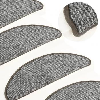 Alfombras de peldaños de escalera 15 piezas gris 56x17x3 cm