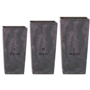 PACK 3 MACETAS ALTAS PROSPERPLAST Urbi Square Effect Antracita