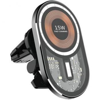 Cargador Inalámbrico Magnético para Coche 15W - Soporte Rápido y Compatible con Múltiples Dispositivos