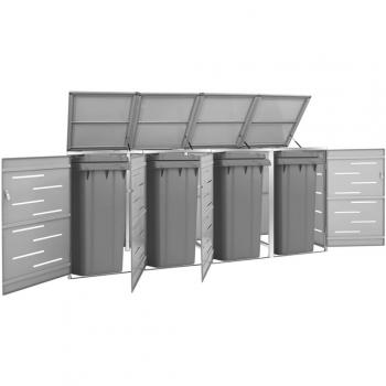 vidaXL Quadruple Wheelie Bin Shed 276.5x77.5x112.5 cm Stainless Steel