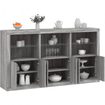 Aparador gris Sonoma con luces LED 181,5x37x100 cm