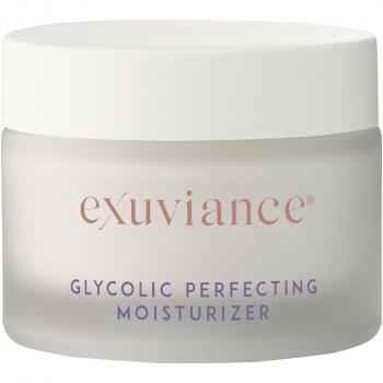 Exuviance Glycolic Perfecting Moisturizer and Night Moisturizer - A dual-action moisturizer with glycolic acid for exfoliation, anti-aging benefits, hydration, and improved skin texture; suitable for normal to combination skin types