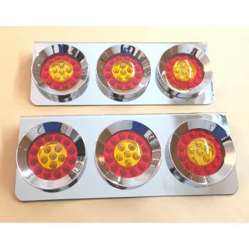 2 juegos de luces LED triples cromadas y de acero inoxidable para parte trasera de Scania MAN DAF, 24 V, para remolques y chasis.